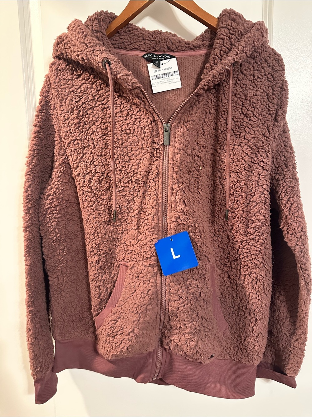 Marc New York Plush Teddy Zip Hoodie - Dusty Rose